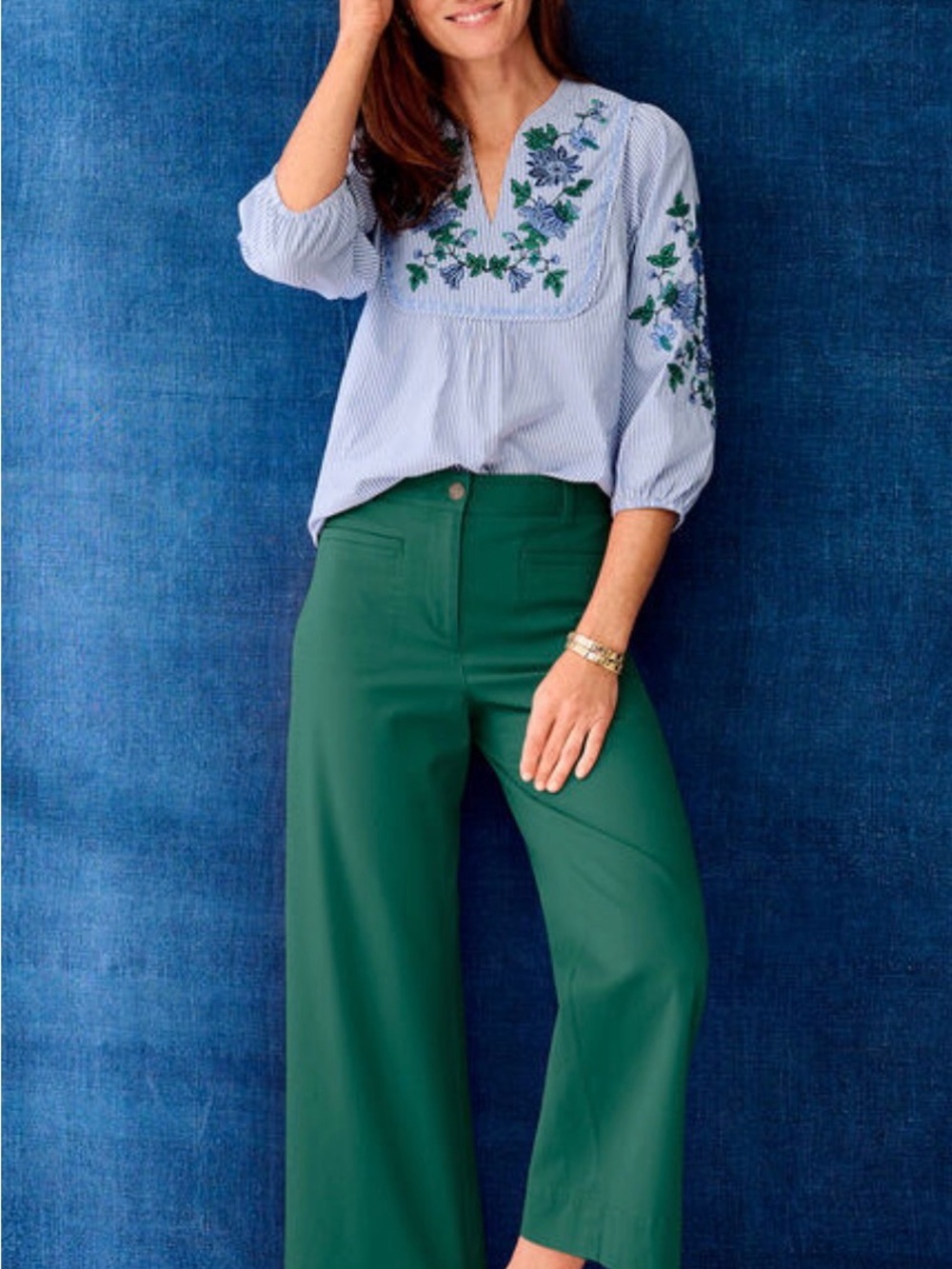 Talbots Embroidered Stripe Popover 2XP NWT